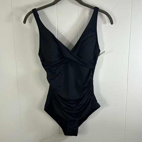 Sea Level Swim Black Eco Essentials Cross Front One Piece Swimsuit Size 4 - Picture 4 of 8